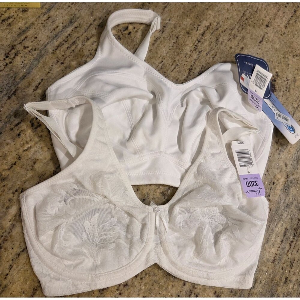 Lot of 2 Lunaire NWT! Style 11111 & 13211 Coolmax Underwire Bra 32DD Jacquard